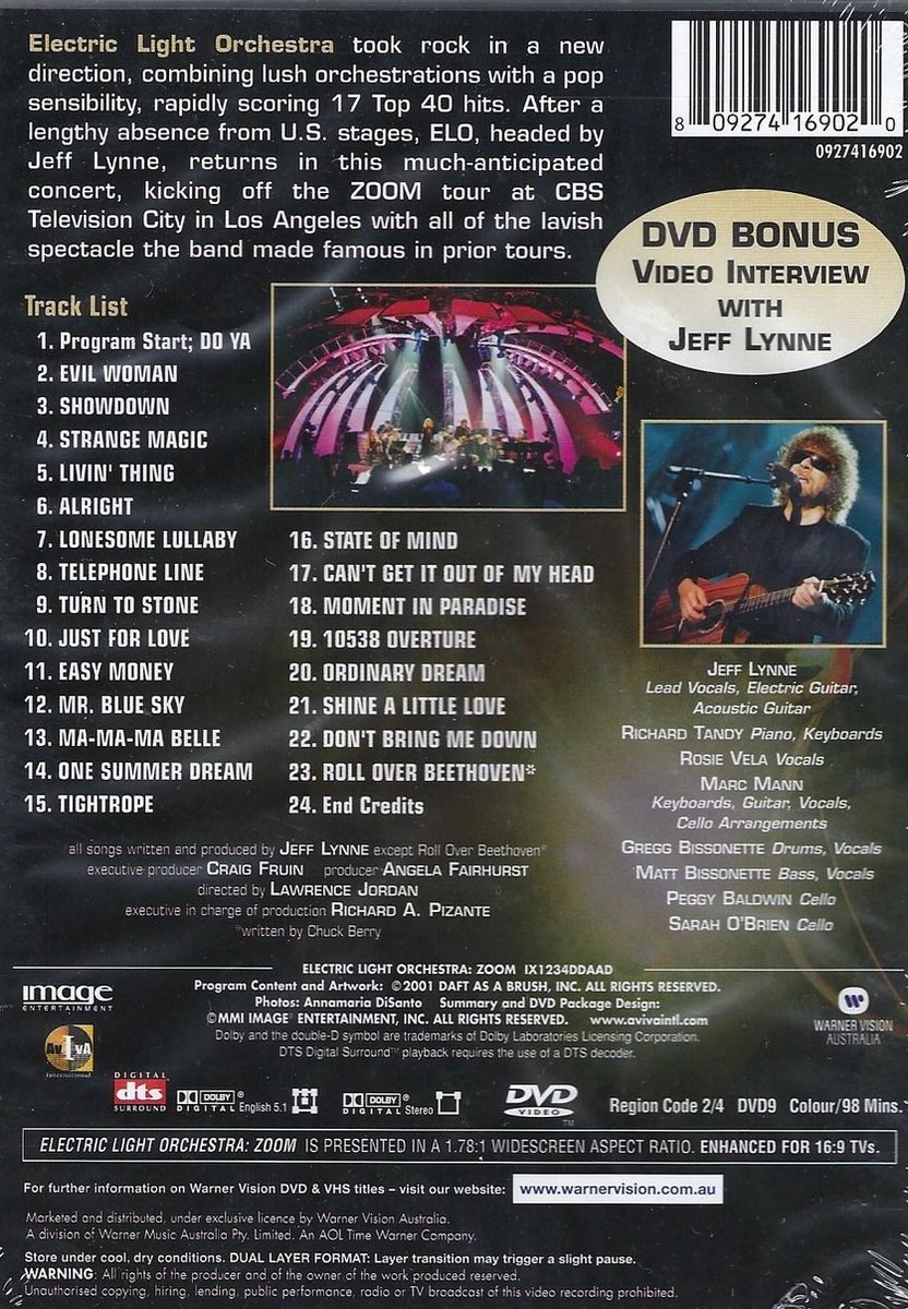 Electric Light Orchestra Zoom Tour Live (DVD), Electric Light