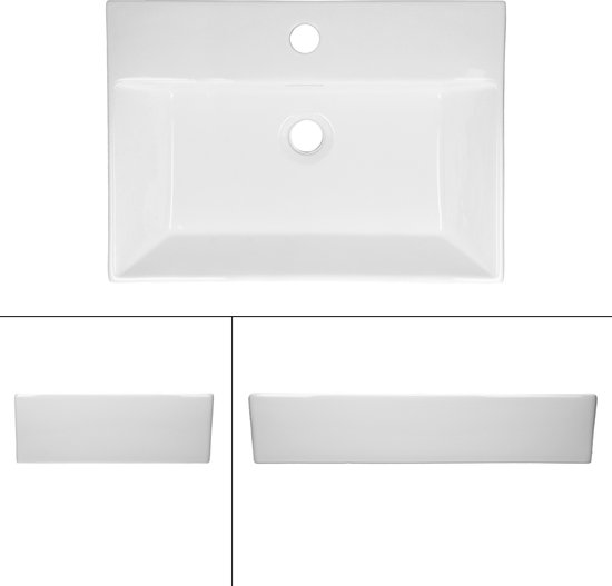 Lavabo avec vidage avec trop-plein 51,5x36x13 cm céramique blanche