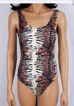 Badpak- Wilde design dames Zwempak- Dames Badmode Bikini Strandkleding Zwemkleding 423- Bruin kleurenverloop- Maat 44/L