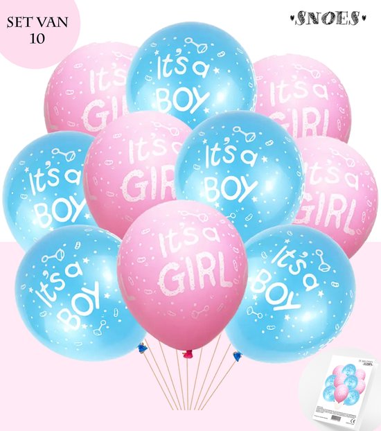 Baby Blauw & Baby Roze - Gender Reveal - Geboorte Ballonnen - Snoes - Set van 10 Helium Latex Ballonnen - It