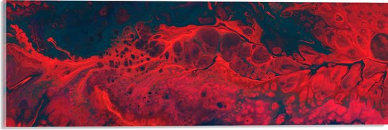 Acrylglas - Rood met Zwarte Vlekken - 60x20 cm Foto op Acrylglas (Wanddecoratie op Acrylaat)