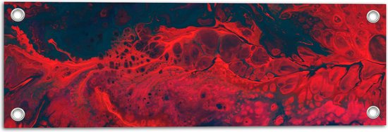 Tuinposter – Rood met Zwarte Vlekken - 60x20 cm Foto op Tuinposter (wanddecoratie voor buiten en binnen)