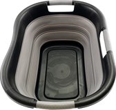 Panier à linge pliable en plastique de 30 L - Bac de rangement/organiseur pliable - Lavabo portable - Panier à linge peu encombrant (noir/gris alliage)