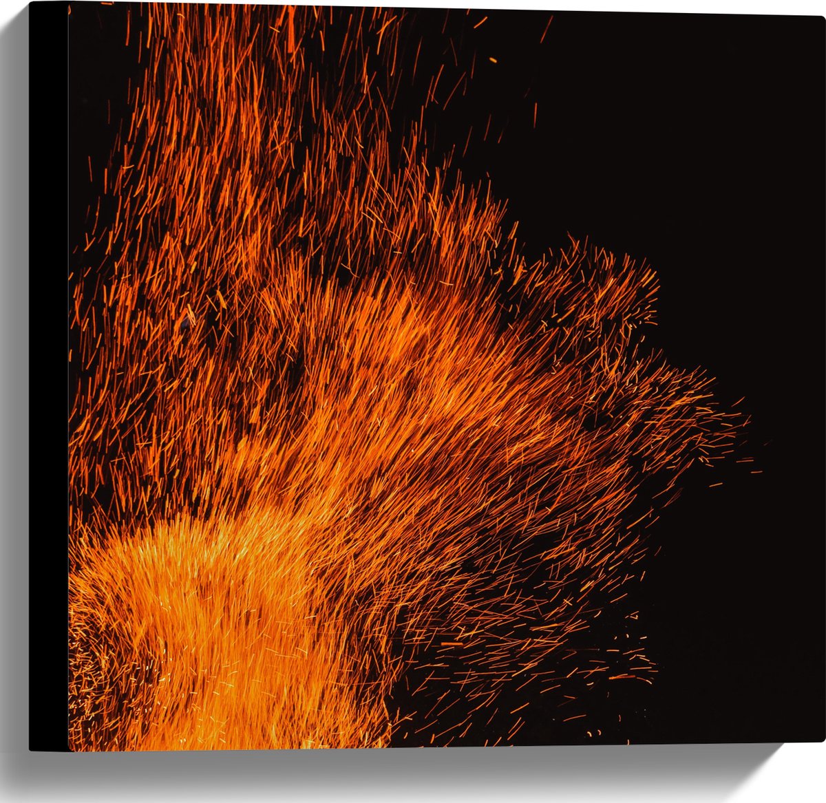 Canvas - Oranje Spetters van Vuurkorf - 40x40 cm Foto op Canvas Schilderij (Wanddecoratie 