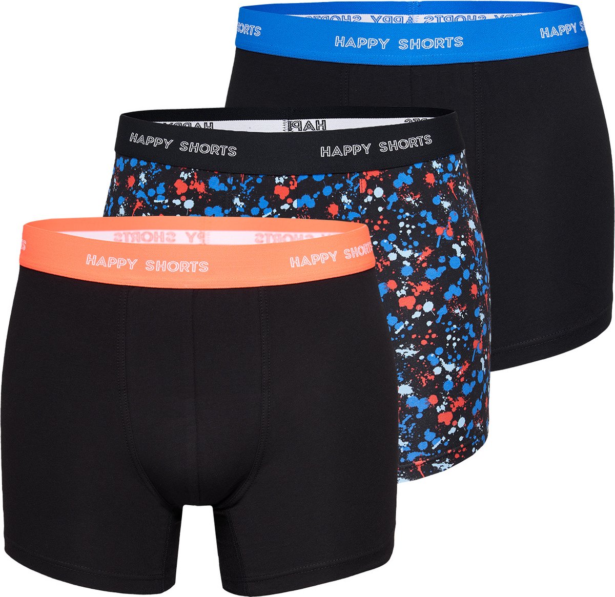 Happy Shorts 3-Pack Boxershorts Heren D908 Neon Colour Splashes Print - Maat S