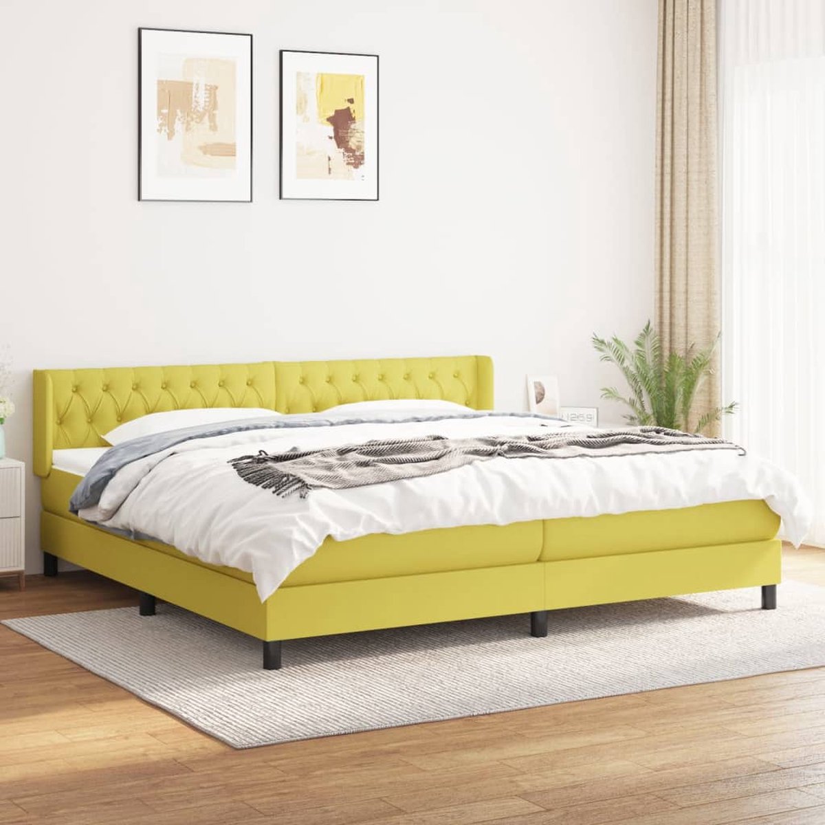 Furniture Limited - Boxspring met matras stof groen 200x200 cm | bol.com