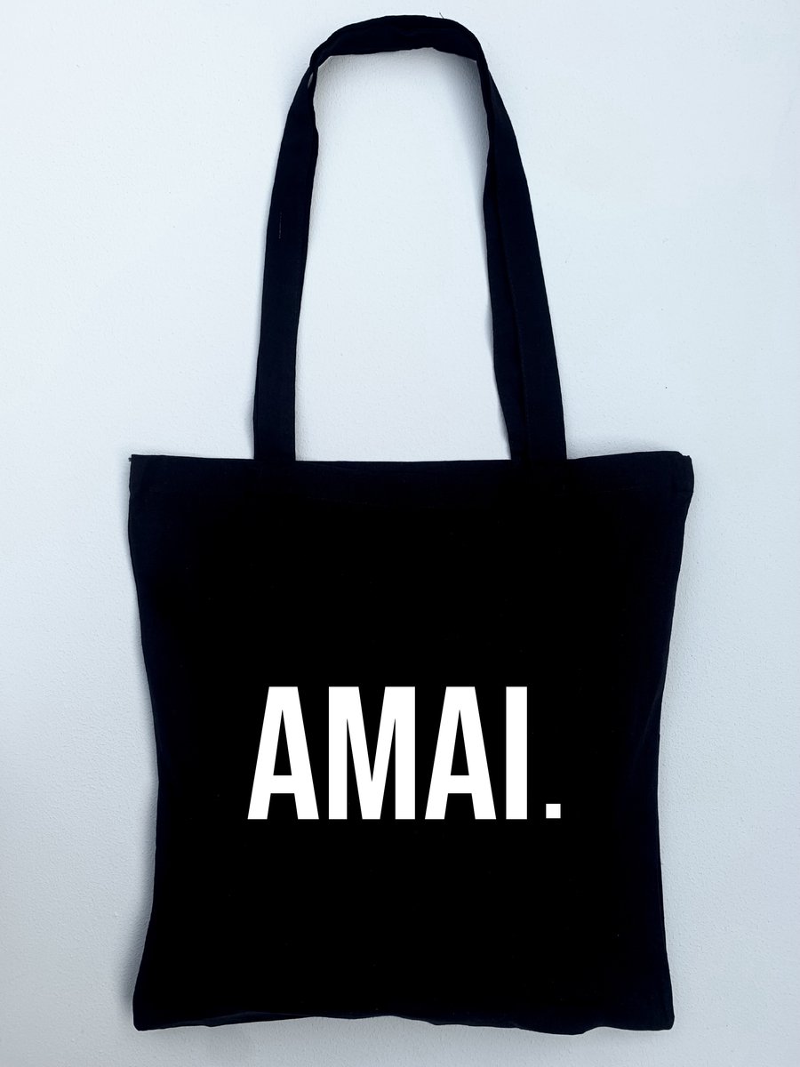 Amai. | zwarte linnen tas | vlaamse quote | cadeautje | shopper | collega | vriendin | vriend
