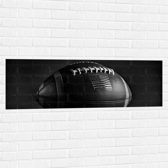 Muursticker - Rugby Ball in (Zwart- wit) - 120x40 cm Foto op Muursticker