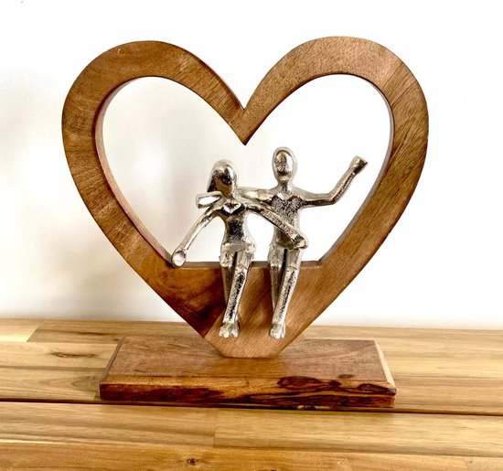 Gilde Handwerk Sculptuur beeld hout koppeltje hart