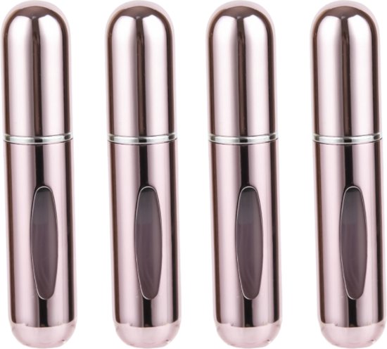 Mini Parfum Flesjes - 4-pack - Navulbaar - Reisflesjes - Parfumverstuiver - Glanzend Lichtroze