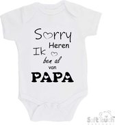 100% katoenen Romper "Sorry heren Ik ben al van PAPA" Unisex Katoen Wit/zwart 62/68