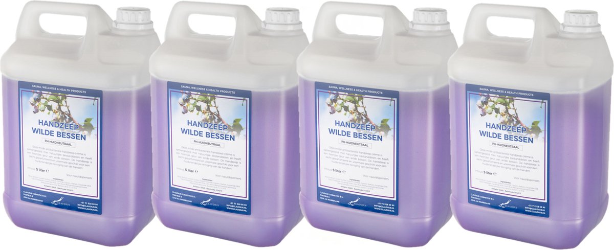 Goedkoopste Handzeep Wilde Bessen 5 liter - set van 4 stuks - navulling - Voordeelverpakking