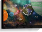 Canvas - Alle Planeten van het Universum vanaf Ruimteschip - 40x30 cm Foto op Canvas Schilderij (Wanddecoratie op Canvas)