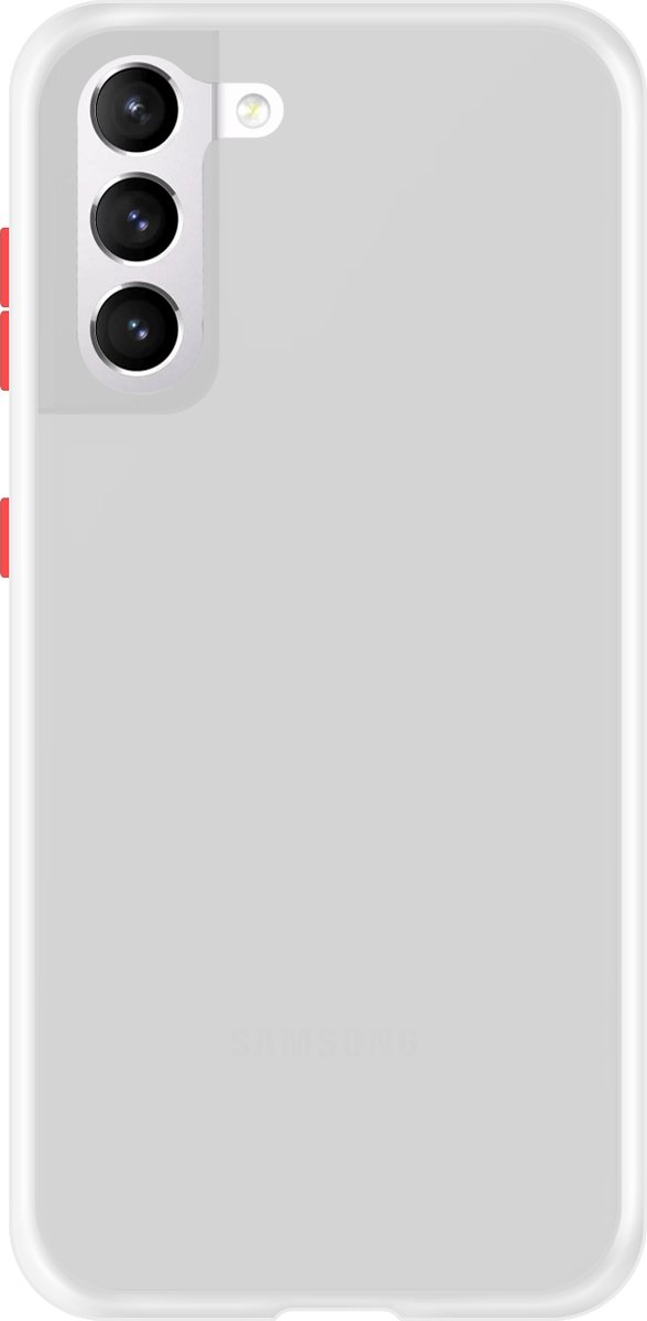 Telefoonglaasje Hoesje Geschikt voor Samsung Galaxy S21 - Kunststof - Wit Transparant - Beschermhoes - Case - Cover
