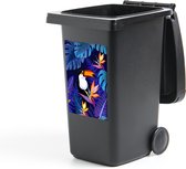 Container sticker Jungle - Toekan - Bloemen - Planten - Kinderen - Paars - Dieren - 40x60 cm - Kliko sticker
