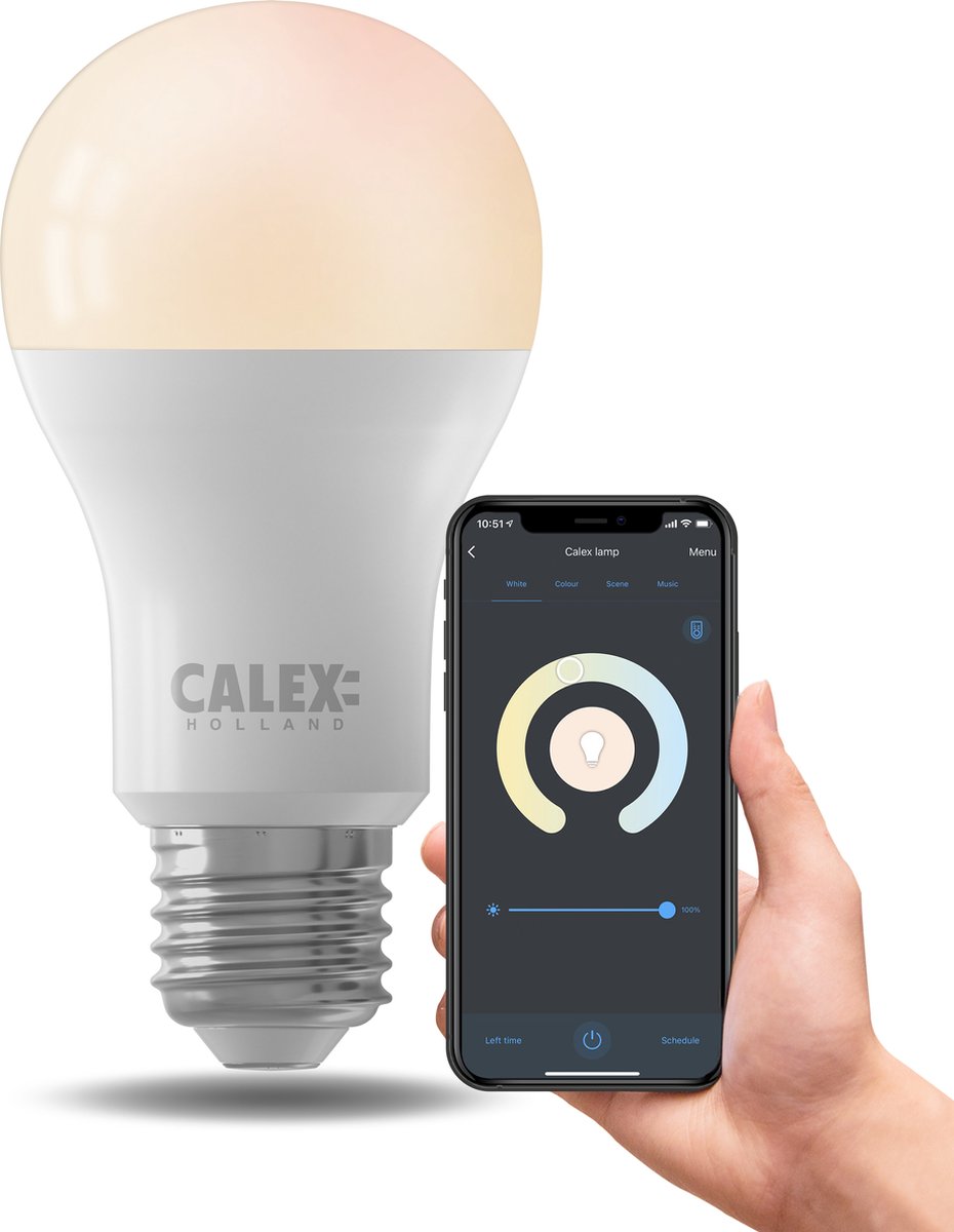 Calex Slimme Lamp - Wifi LED Verlichting - E27 Smart Lichtbron - Dimbaar - Warm Wit licht - 9W