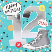 Depesche - Cijferkaart met muziek, vierkant met de tekst "12 . Happy Birthday Yeah!" - mot. 022