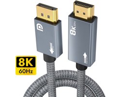 NÖRDIC DPHM-200 - 2m Displayport naar HDMI 2.1 kabel - 8K60Hz / 4K120/144Hz - Dynamic HDR - 32.4Gbps Dolby ATMOS