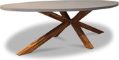 BUITEN living Livorno dining tuintafel | betonlook + hardhout | ovaal | 280x130cm | 8 personen