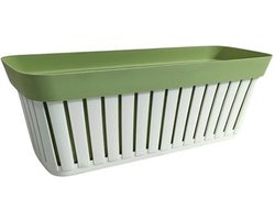 Bloembak 'Kreta' 50 - Wit / Groen - Buiten - Rechthoekig