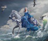 Diamond Painting Volwassenen - Paard - Prinses - 40x50cm - Ronde Steentjes - Prinses op paard in zee