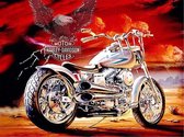 Diamond Painting Volwassenen - Harley Davidson - 40x50cm - Ronde Steentjes