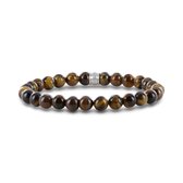 Frank 1967 7FB-0674 Armband Tijgeroog Beads 8mm - 20cm - Staal - Bruin