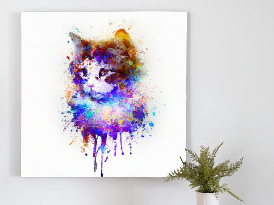 Soft kitty warm kitty kunst - 30x30 centimeter op Canvas | Foto op Canvas - wanddecoratie