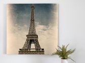 Paris eiffel tower Vintage kunst - 60x60 centimeter op Canvas | Foto op Canvas - wanddecoratie