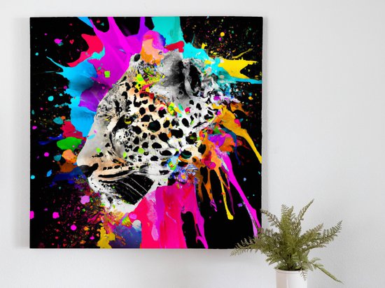 Colorful Leopard Explosion kunst - centimeter op Canvas | Foto op Canvas - wanddecoratie