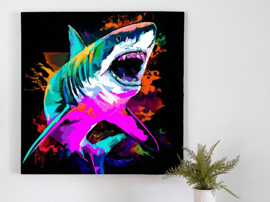 Electric Shark Shake kunst - 30x30 centimeter op Canvas | Foto op Canvas - wanddecoratie