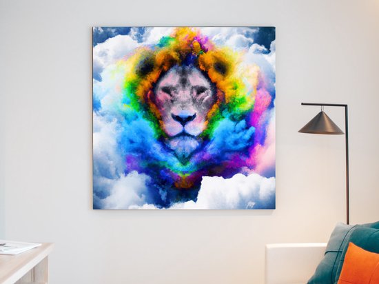 Cloudy with a chance of lions | Cloudy with a chance of Lions | Kunst - 80x80 centimeter op Dibond | Foto op Dibond