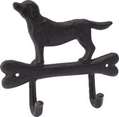 CGB GIFTWARE The IRON WORKS Cast Iron Classic Dog and Bone Double Wall Hook | Easily Wall Mountable | Features Pre Drilled Screw Holes | Height: 18cm x Width: 19cm x Depth: 4.5cm