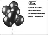 500x Ballon de Luxe perlé noir 30cm - biodégradable - Festival party fête anniversaire pays thème air hélium