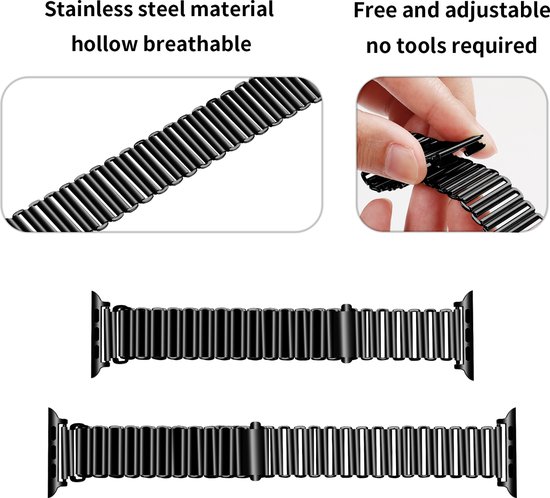 Bracelet Smartwatch en acier - Convient au bracelet en acier Apple Watch - noir - Strap-it Watchband / Wristband / Bracelet - Taille: 38 - 40 - 41mm