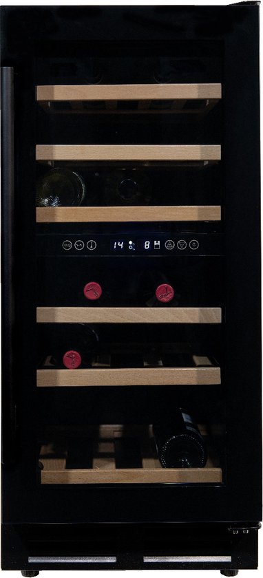 Koelkast: Vinata Premium Wijnklimaatkast Martino - Vrijstaand en Onderbouw - Zwart - 32 flessen - 84.6 x 38 x 58.5 cm - Glazen deur, van het merk Vinata