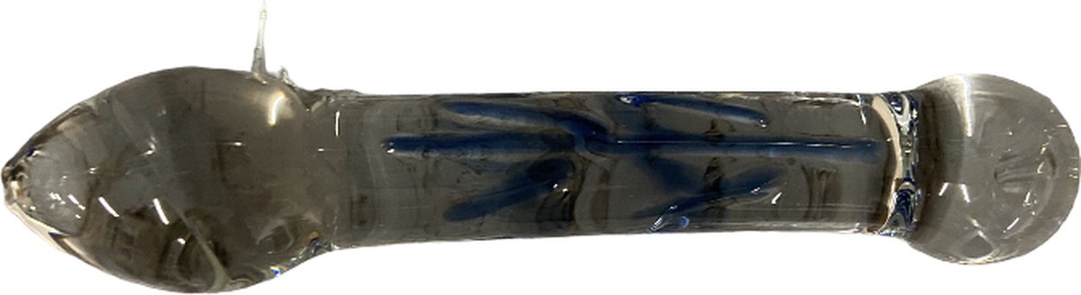 Glaswands Unieke Grote Glas Dildo - Transparant Met Blauwe Strepen | bol.com