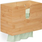 Relaxdays handdoek dispenser bamboe - papieren handdoekjes houder - interfold dispenser