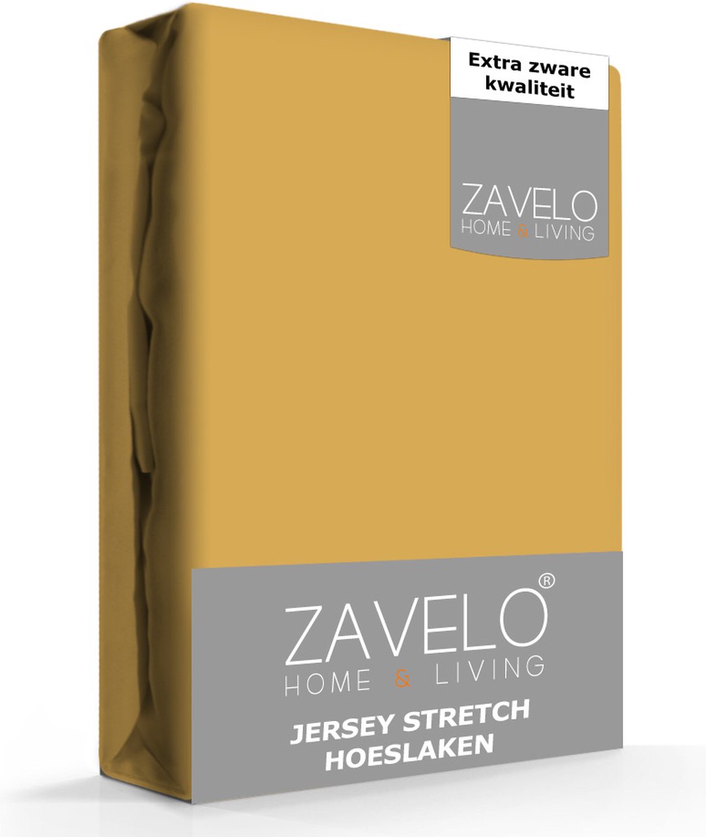 Zavelo® Jersey Hoeslaken Okergeel - Lits-jumeaux (160x200 cm) - Hoogwaardige Kwaliteit - Rondom Elastisch - Perfecte Pasvorm