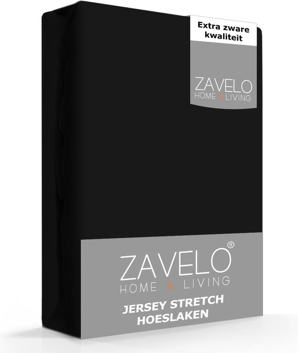 Zavelo® Jersey Hoeslaken Zwart - 2-persoons (140x200 cm) - Hoogwaardige Kwaliteit - Rondom Elastisch - Perfecte Pasvorm