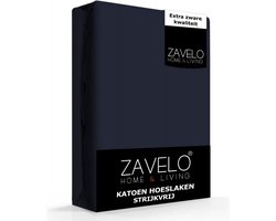 Zavelo Hoeslaken Katoen Strijkvrij Navy - Lits-jumeaux (180x200 cm) - Hoogwaardige Kwaliteit - Rondom Elastisch - Perfecte Pasvorm