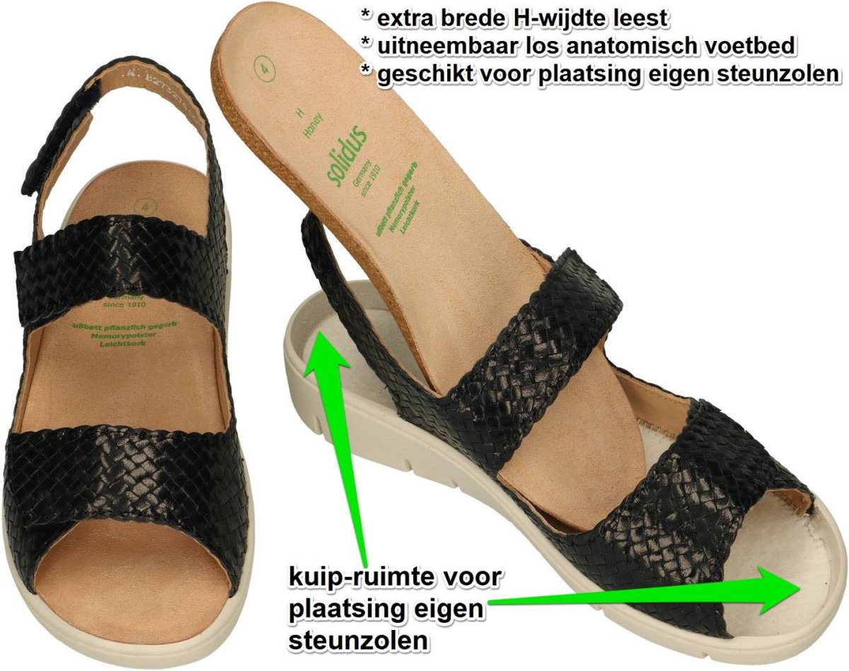 Solidus -Dames - blauw donker - sandalen - maat 36.5