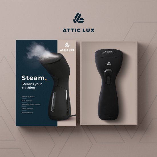 Attic Lux Krachtige kledingstomer - Handstomer - Professioneel - Compact- Warmt snel op - Inclusief opzetborstel - Zwart - Attic Lux