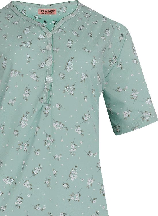 Ekouaer 2-delig nachthemd voor dames, korte mouwen, knopen, slaapshirt