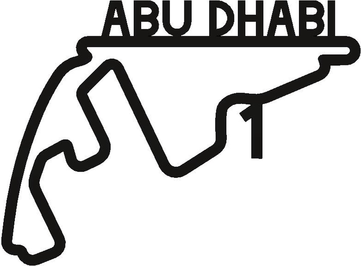 Kunst van metaal - f1 circuit Abu Dhabi #1t - wanddecoratie industrieel - zwart gepoedercoat - staal