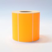 Blanco Stickers op rol 1000 etiketten 100x50mm fluor oranje