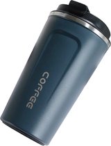 Tasse à café To Go - Tasse thermos en acier inoxydable - Bouteille - Tasse à café réutilisable - 500 ml - Bleu