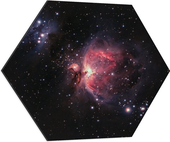 Dibond Hexagon - Vlekken in het Heelal Omringd door Sterren - 70x60.9 cm Foto op Hexagon (Met Ophangsysteem)