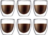 Dubbelwandige latte macchiato-glazen, koffieglas, theeglazen - mokkakopjes , Koffiekopjes , espressokopjes - kopjes - Cappuccino kopjes 6*250 ml