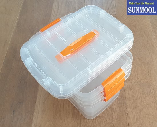 SUNDIS 15L Opbergbox Zwart - Set Van 10 Stapelbare Kunststof Bakken Made In France